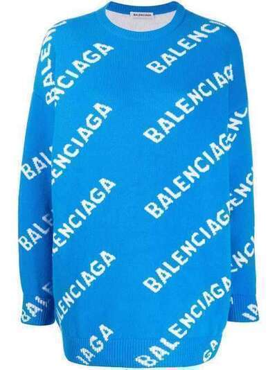 Balenciaga джемпер вязки интарсия с логотипом 620983T1567