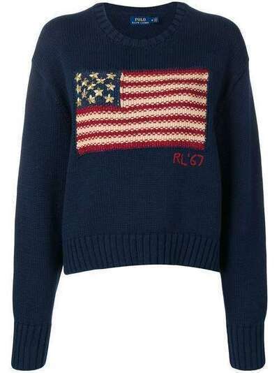 Polo Ralph Lauren мешковатый трикотажный свитер с изображением флага 211733164