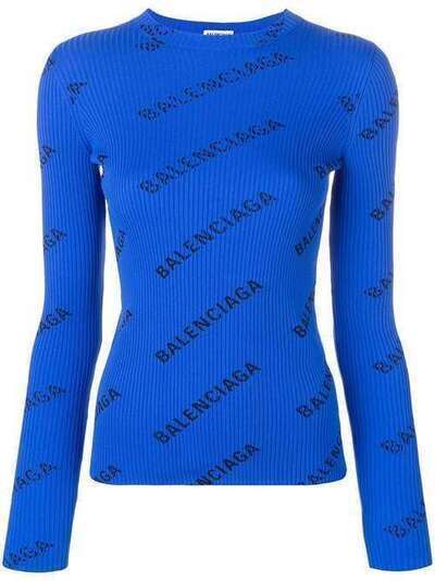 Balenciaga свитер в рубчик с логотипом 555321T6140