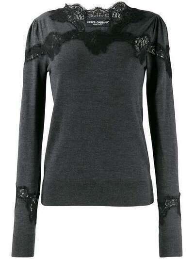Dolce & Gabbana свитер с кружевными вставками FX463TJAVPE