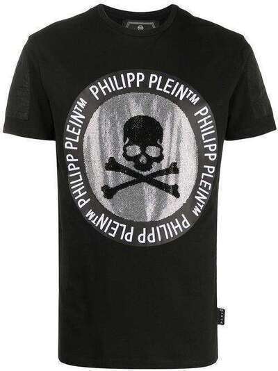 Philipp Plein футболка с декором Skull S20CMTK4322PJY002N