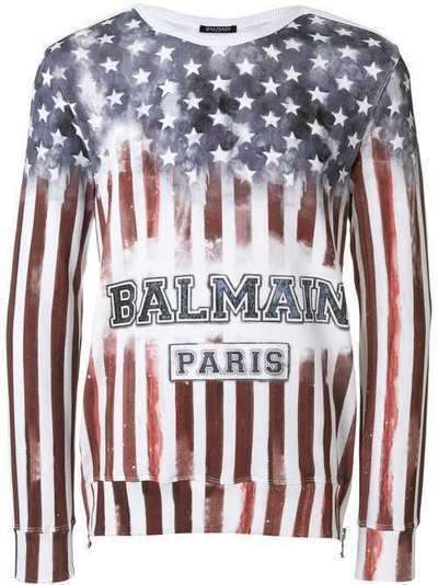 Balmain толстовка с американским флагом S8H6701I166