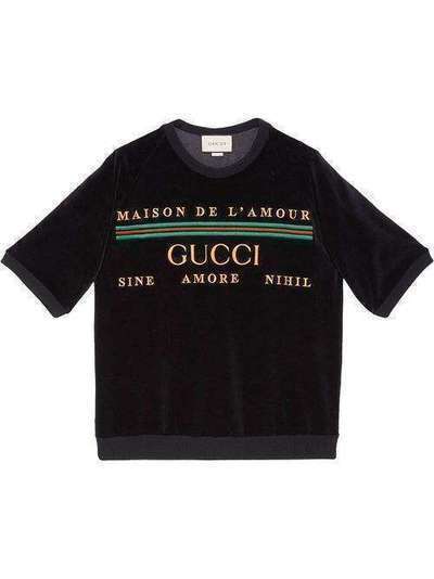 Gucci толстовка с короткими рукавами и вышивкой 596384XJBTC
