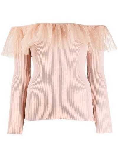 RedValentino трикотажный топ с открытыми плечами TR0KCD00542