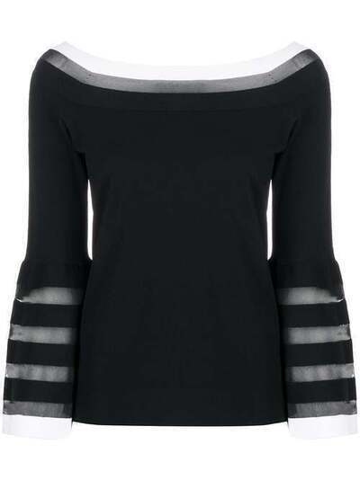 D.Exterior contrast panel striped detail knitted top 50190