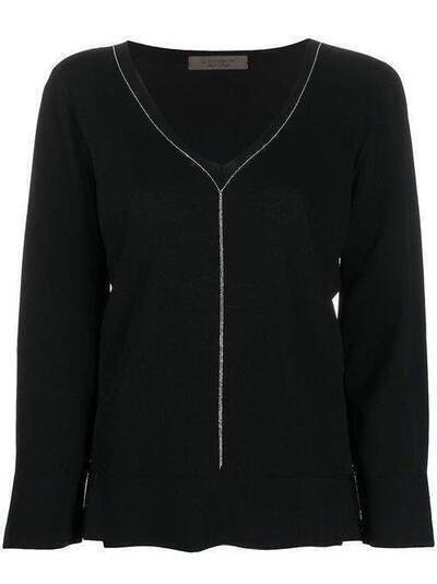 D.Exterior side slit chain embellished knitted top 50012