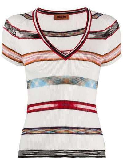 Missoni трикотажный топ в полоску с V-образным вырезом MDN00326BK00J6