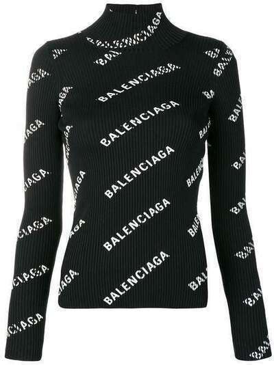 Balenciaga свитер с логотипом и открытой спиной 570843T6140