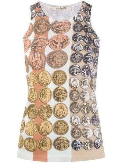 Roberto Cavalli трикотажный топ Stripes & Coins IWM652MSR40