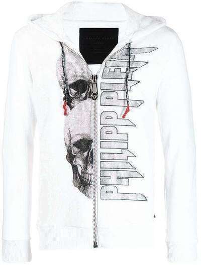 Philipp Plein худи на молнии с декором Skull MJB0926PJO002N