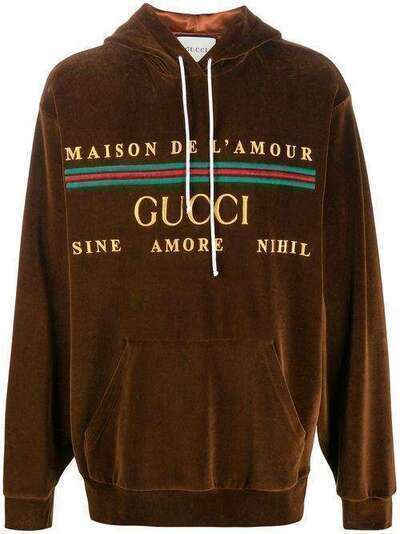Gucci толстовка с капюшоном и вышитым логотипом 595530XJBTC