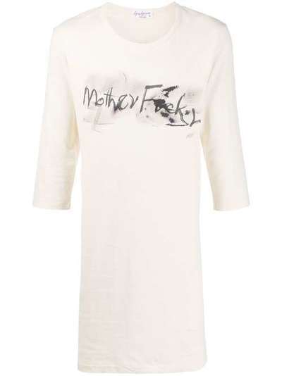 Yohji Yamamoto длинная футболка с надписью HNT86094