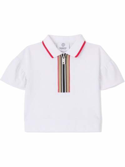 Burberry Kids рубашка поло со вставкой в полоску Icon Stripe