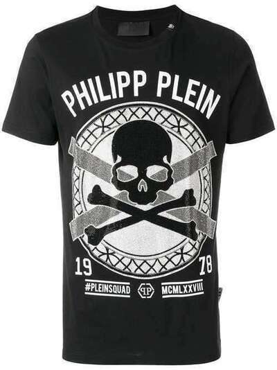 Philipp Plein футболка с изображением черепа из стразов MTK1456PJY002N