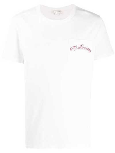 Alexander McQueen футболка с вышитым логотипом 599569QOX03