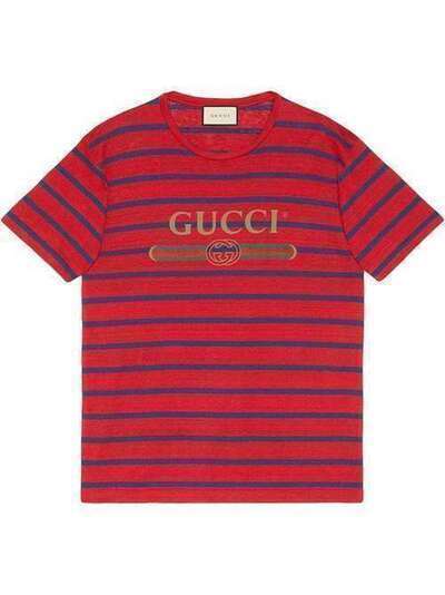 Gucci полосатая футболка с логотипом 604177XJB6W