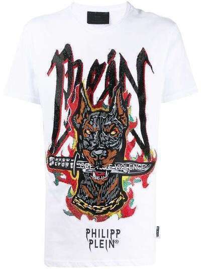 Philipp Plein футболка с вышивкой SS Graffiti P20CMTK4409PJY002N