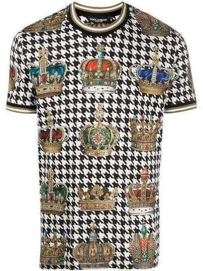Dolce & Gabbana футболка в ломаную клетку с принтом G8KC0THS7AB