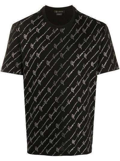 Versace футболка с логотипом и отделкой кристаллами A86001A228806
