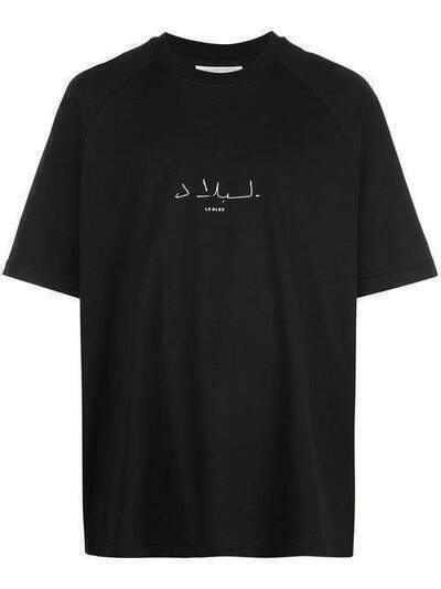 Song For The Mute rear print T-shirt 201MTS019P5DRPEBLKDRAPE