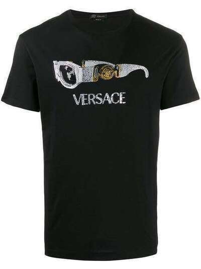 Versace футболка с вышивкой пайетками A86066A228806