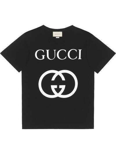 Gucci футболка кроя оверсайз с логотипом 493117X3Q35