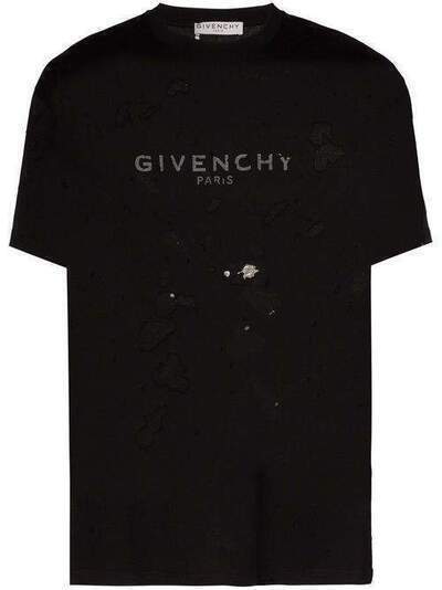 Givenchy футболка с логотипом и эффектом потертости BM70TP3Y41