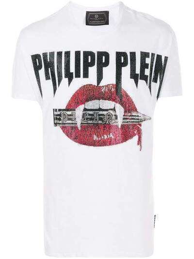 Philipp Plein футболка с отделкой стразами P20CMTK4473PJY002N