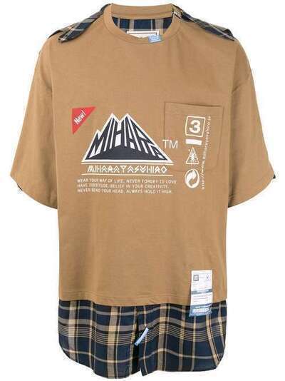 Maison Mihara Yasuhiro футболка с клетчатыми вставками A04TS681