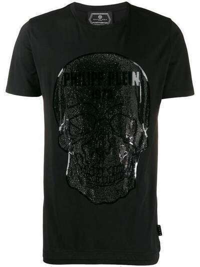 Philipp Plein футболка с декором Skull и стразами A19CMTK4044PJY002N