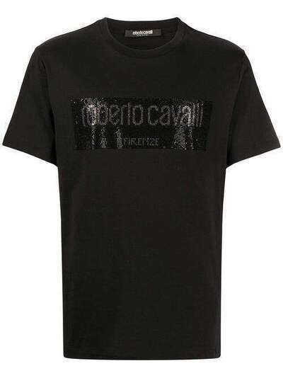 Roberto Cavalli футболка с декорированным логотипом JNR606JD060