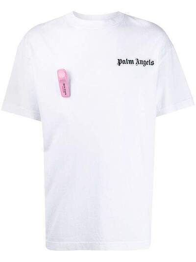 Palm Angels футболка с декором в виде противокражного датчика PMAA001R204130010110