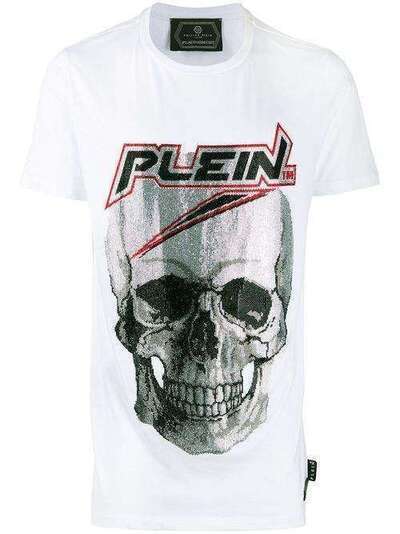 Philipp Plein футболка с декором Skull и стразами A19CMTK4038PJY002N