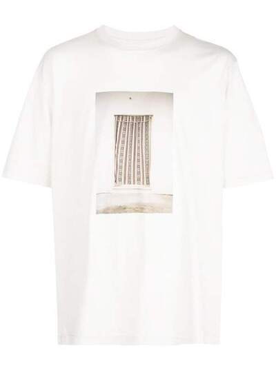 Song For The Mute curtain print T-shirt 201MTS018PDRPEWHT