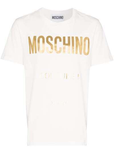Moschino футболка с логотипом и эффектом металлик