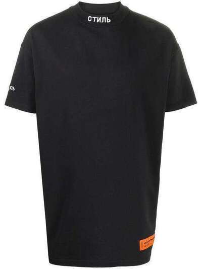 Heron Preston футболка с вышивкой на воротнике HMAA012S209130111001