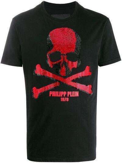 Philipp Plein футболка с декором Skull и логотипом S20CMTK4258PJY002N