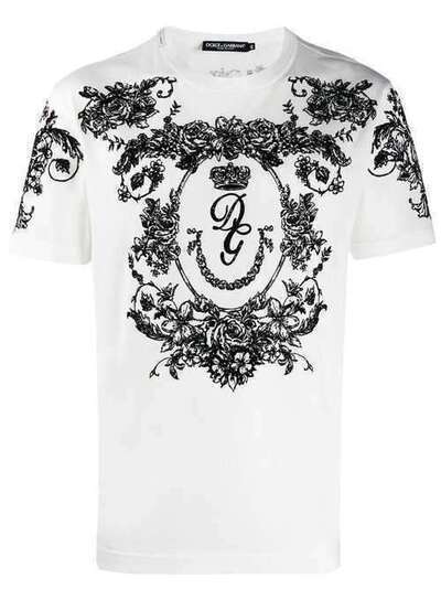 Dolce & Gabbana футболка с цветочным принтом и логотипом DG G8KBATG7SRH