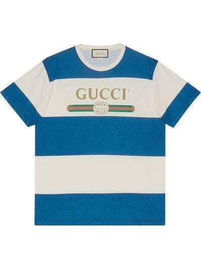 Gucci полосатая футболка с логотипом 604176XJB6V