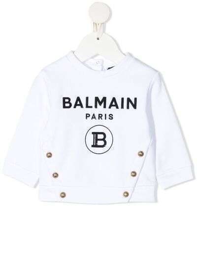 Balmain Kids толстовка с логотипом из пайеток