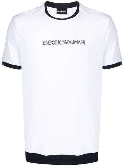 Emporio Armani махровая футболка с вышитым логотипом 3H1T941JEUZ