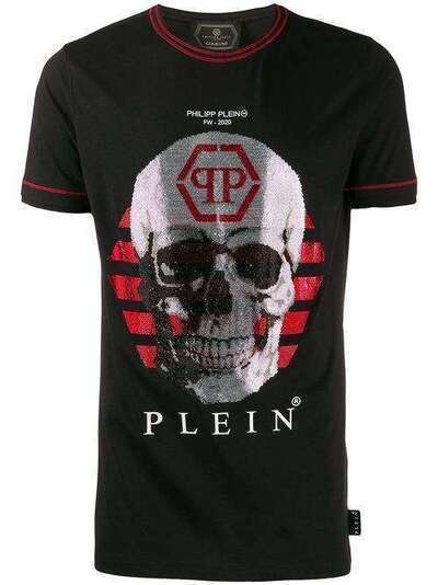 Philipp Plein футболка с декором Skull и стразами A19CMTK4129PJY002N