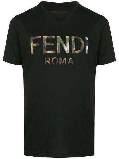 Fendi футболка с вышитым логотипом FY0894ABR9