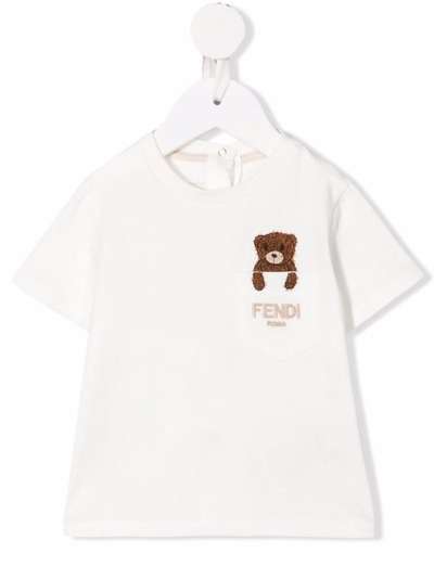 Fendi Kids футболка Teddy Bear с вышитым логотипом