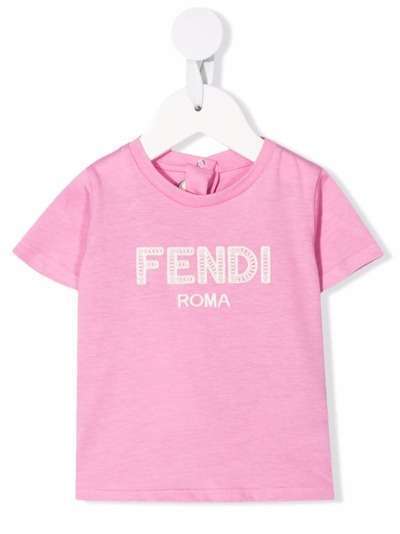 Fendi Kids футболка с вышитым логотипом