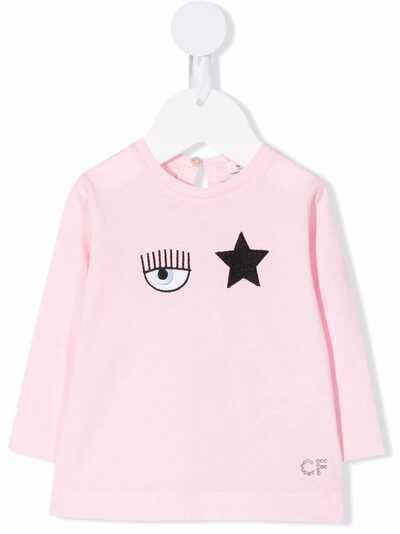 Chiara Ferragni Kids футболка с вышивкой Blinking-Eye