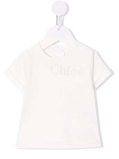 Chloé Kids футболка с логотипом Perforated