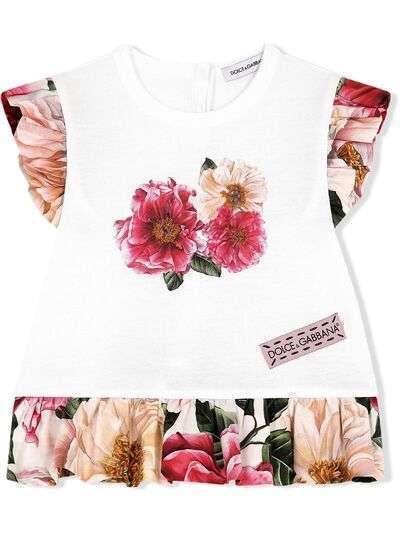 Dolce & Gabbana Kids платье-футболка с цветочным принтом