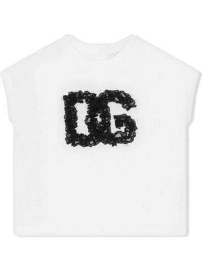 Dolce & Gabbana Kids топ с кружевным логотипом