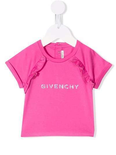 Givenchy Kids футболка с оборками и логотипом